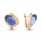 Серьги из золочёного серебра AQUAMARINE А4499997Б-п с фианитом, опалом, гидротермальным сапфиром и миксом камней