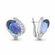 Серебряные серьги AQUAMARINE А4499997Б с фианитом, опалом и гидротермальным сапфиром