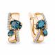 Серьги из золочёного серебра AQUAMARINE А45001608А-п с фианитом и Лондон топазом
