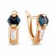 Серьги из золочёного серебра AQUAMARINE А45002593-п с фианитом и Лондон топазом