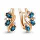 Серьги из золочёного серебра AQUAMARINE А45004208А-п с фианитом и Лондон топазом