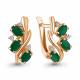 Серьги из золочёного серебра AQUAMARINE А45004209А-п с фианитом и агатом