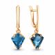 Серьги из золочёного серебра AQUAMARINE А45006093-п с Лондон топазом