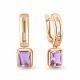 Серьги из золочёного серебра AQUAMARINE А45011404-п с фианитом и аметистом