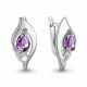 Серебряные серьги AQUAMARINE А45013404А с фианитом и аметистом