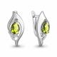 Серебряные серьги AQUAMARINE А45013407А с фианитом и хризолитом