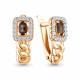 Серьги из золочёного серебра AQUAMARINE А45013601А-п с фианитом и кварцем
