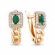 Серьги из золочёного серебра AQUAMARINE А45013609А-п с фианитом и агатом