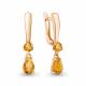 Серьги из золочёного серебра AQUAMARINE А45016606-п с цитрином