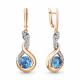 Серьги из золочёного серебра AQUAMARINE А45018192АЧ-пк с фианитом, Лондон топазом и ювелирным кристаллом