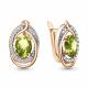 Серьги из золочёного серебра AQUAMARINE А45019507А-пк с фианитом и хризолитом