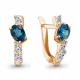 Серьги из золочёного серебра AQUAMARINE А45026008-п с фианитом и Лондон топазом