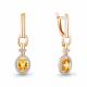 Серьги из золочёного серебра AQUAMARINE А45026206А-п с фианитом и цитрином