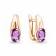 Серьги из золочёного серебра AQUAMARINE А45026504-п с аметистом