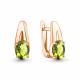 Серьги из золочёного серебра AQUAMARINE А45026507-п с хризолитом
