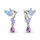 Серебряные серьги AQUAMARINE А45026704Ч с аметистом, эмалью и ювелирным кристаллом