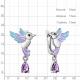 Серебряные серьги AQUAMARINE А45026704Ч с аметистом, эмалью и ювелирным кристаллом