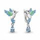 Серебряные серьги AQUAMARINE А45026705Ч с топазом, эмалью и ювелирным кристаллом