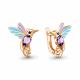 Серьги из золочёного серебра AQUAMARINE А45026804Ч-п с аметистом, эмалью и ювелирным кристаллом