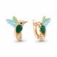 Серьги из золочёного серебра AQUAMARINE А45026809Ч-п с агатом, эмалью и ювелирным кристаллом