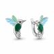 Серебряные серьги AQUAMARINE А45026809Ч с агатом, эмалью и ювелирным кристаллом
