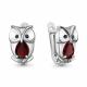 Серебряные серьги AQUAMARINE А45026903Ч с гранатом и ювелирным кристаллом