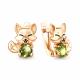 Серьги из золочёного серебра AQUAMARINE А45027007-п с хризолитом и эмалью