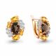 Серьги из золочёного серебра AQUAMARINE А45027135А-п с фианитом, цитрином и кварцем