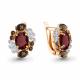 Серьги из золочёного серебра AQUAMARINE А45027136А-п с фианитом, гранатом и кварцем