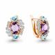 Серьги из золочёного серебра AQUAMARINE А45027177А-п с топазом, фианитом и аметистом