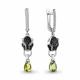 Серебряные серьги AQUAMARINE А45027707АГЧ с фианитом, хризолитом, гидротермальным изумрудом и ювелирным кристаллом