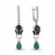 Серебряные серьги AQUAMARINE А45027709АГЧ с фианитом, агатом, гидротермальным изумрудом и ювелирным кристаллом