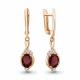 Серьги из золочёного серебра AQUAMARINE А45028203А-п с фианитом и гранатом