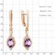 Серьги из золочёного серебра AQUAMARINE А45028204А-п с фианитом и аметистом