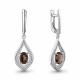 Серебряные серьги AQUAMARINE А45028401А с фианитом и кварцем