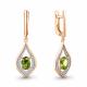 Серьги из золочёного серебра AQUAMARINE А45028407А-пк с фианитом и хризолитом