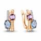 Серьги из золочёного серебра AQUAMARINE А45028630А-п с топазом, фианитом и аметистом