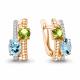 Серьги из золочёного серебра AQUAMARINE А45028631А-п с топазом, фианитом и хризолитом