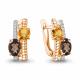 Серьги из золочёного серебра AQUAMARINE А45028635А-п с фианитом, цитрином и кварцем