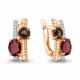 Серьги из золочёного серебра AQUAMARINE А45028636А-п с фианитом, гранатом и кварцем