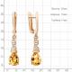 Серьги из золочёного серебра AQUAMARINE А45028806А-п с фианитом и цитрином