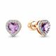Серьги из золочёного серебра AQUAMARINE А45029504А-п с фианитом и аметистом