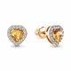 Серьги из золочёного серебра AQUAMARINE А45029506А-п с фианитом и цитрином