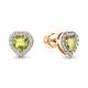Серьги из золочёного серебра AQUAMARINE А45029507А-п с фианитом и хризолитом