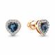 Серьги из золочёного серебра AQUAMARINE А45029508А-п с фианитом и Лондон топазом