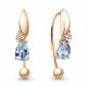 Серьги из золочёного серебра AQUAMARINE А45031005А-п с топазом и фианитом