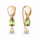 Серьги из золочёного серебра AQUAMARINE А45031107-п с хризолитом
