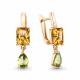 Серьги из золочёного серебра AQUAMARINE А45032338-п с хризолитом и цитрином