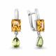 Серебряные серьги AQUAMARINE А45032338 с хризолитом и цитрином