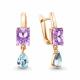 Серьги из золочёного серебра AQUAMARINE А45032377-п с топазом и аметистом